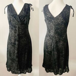 Vtg 90s Whimsygoth Sparkly Black Rose V-Neck Cocktail Dress I.N. Studio Size M